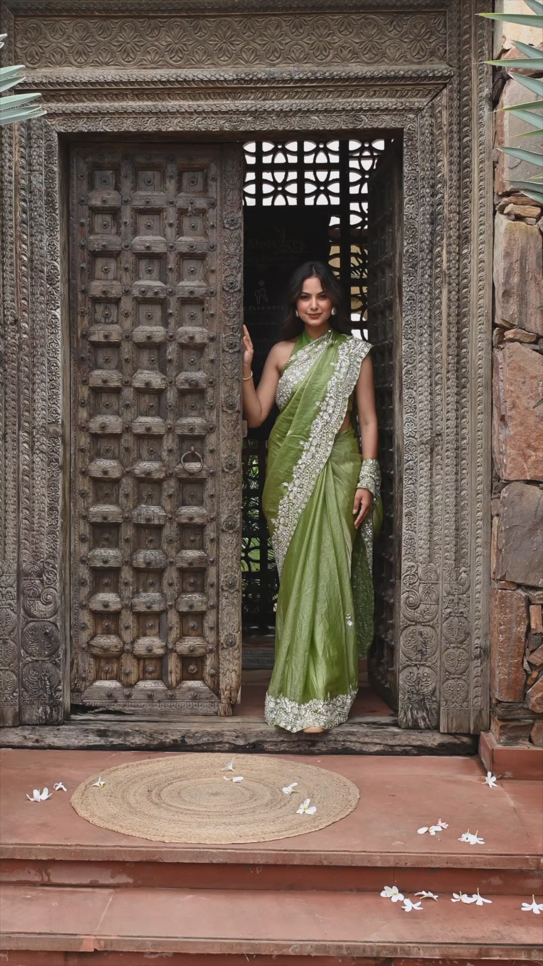 Green Heritage Glow Saree