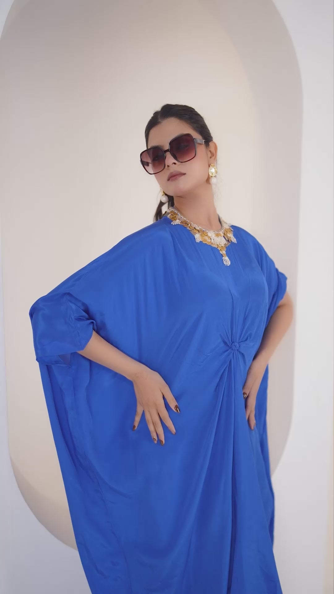 Electric Blue Flowy Indo-Western Set