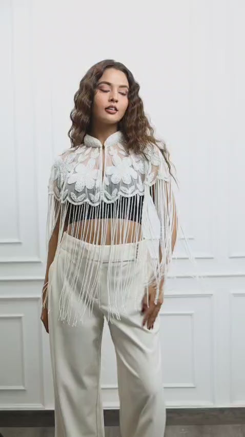 Ivory Floral Glow Cape