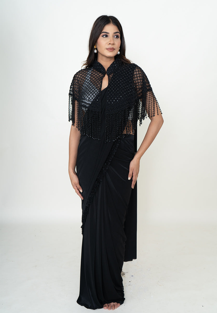 Black Jaal Beaded Cape