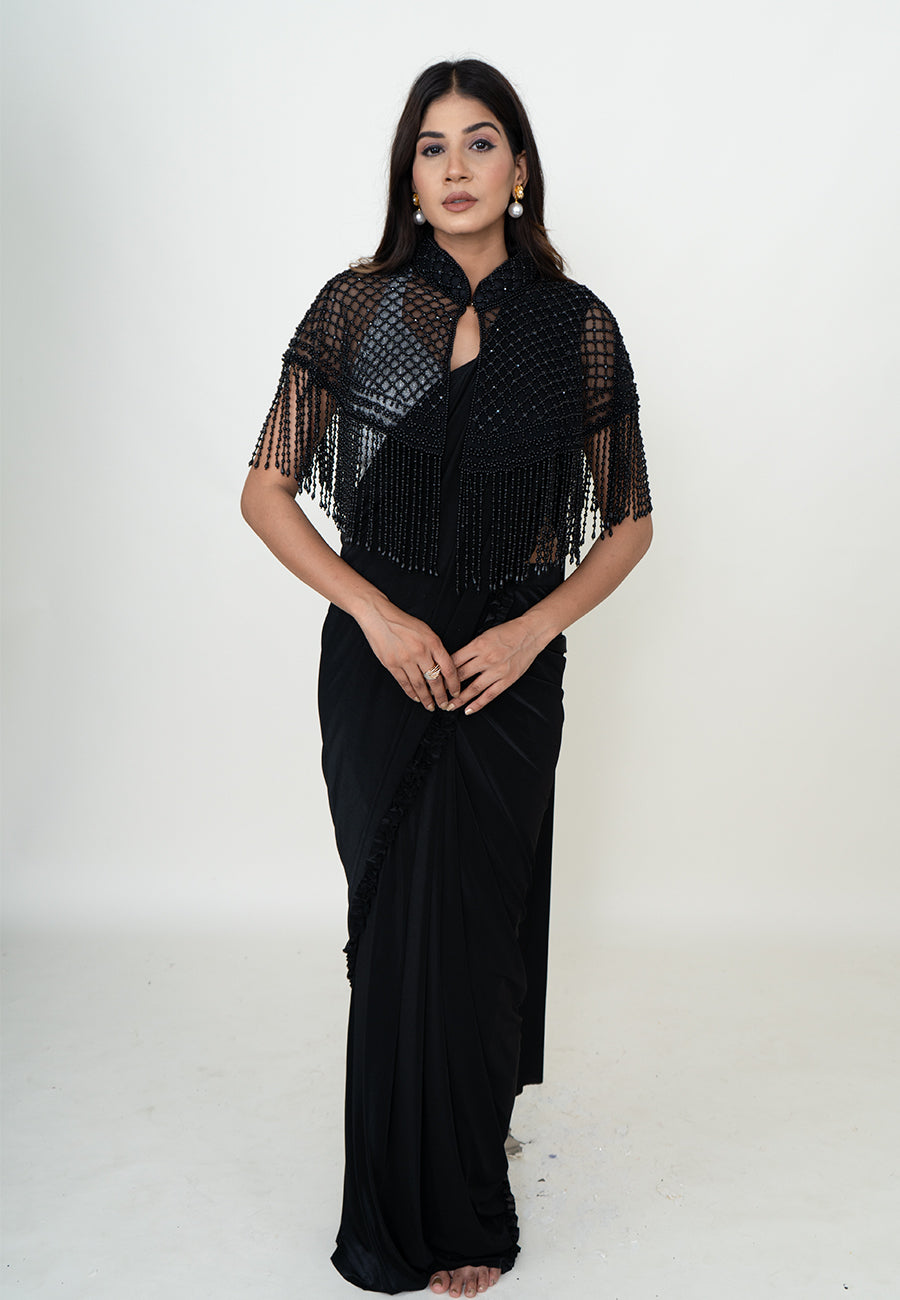 Black Jaal Beaded Cape