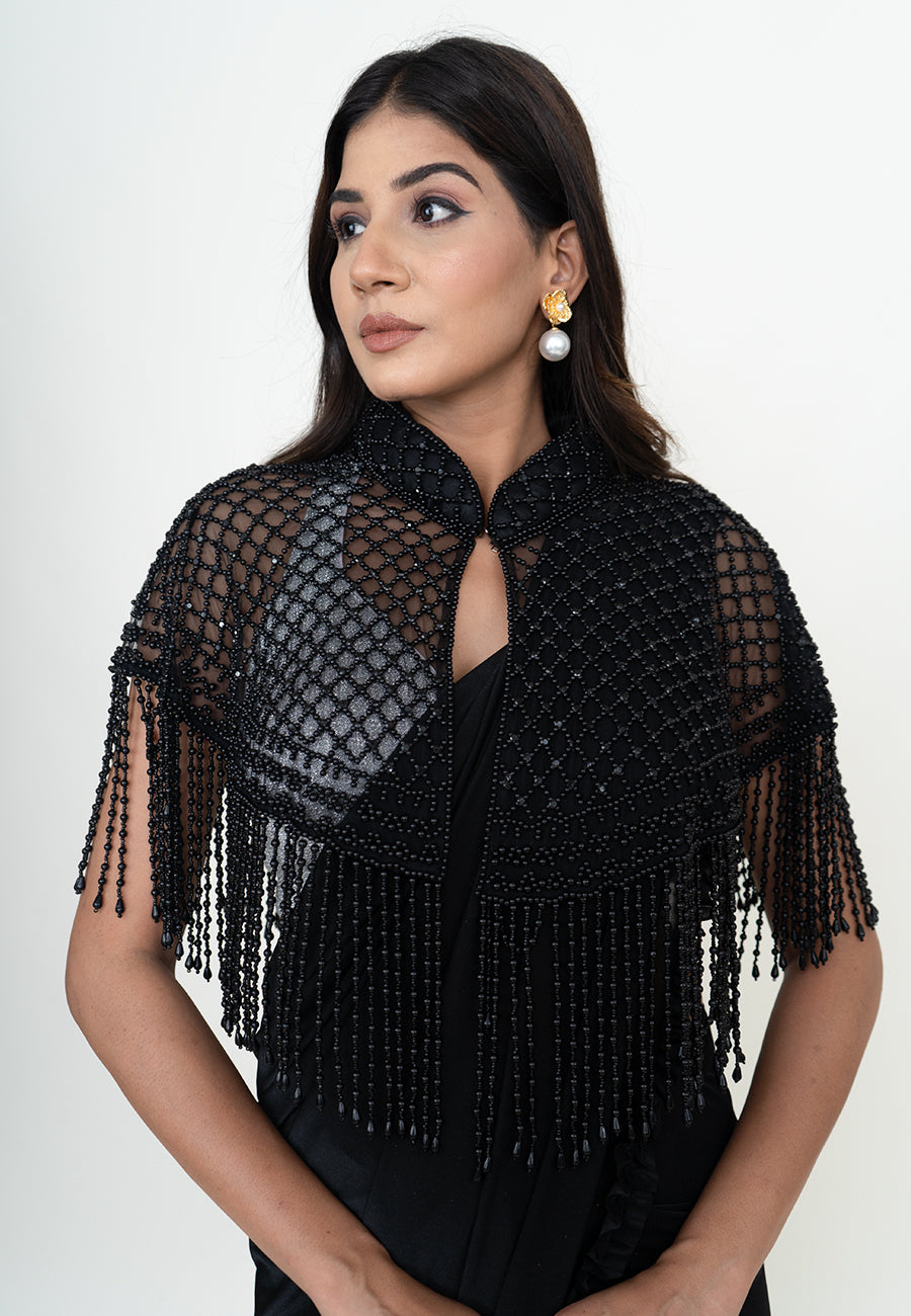 Black Jaal Beaded Cape