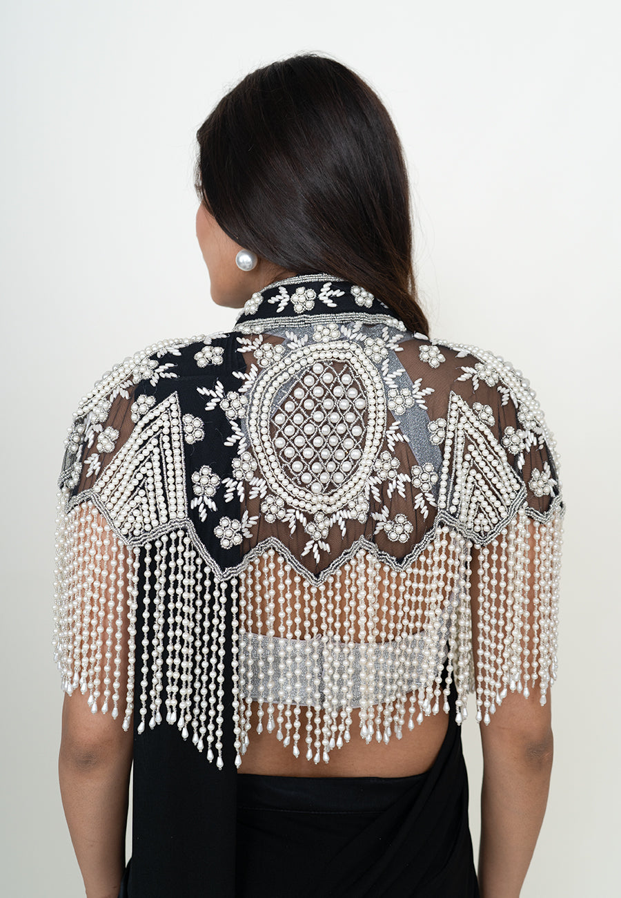 Black and white pearl cape