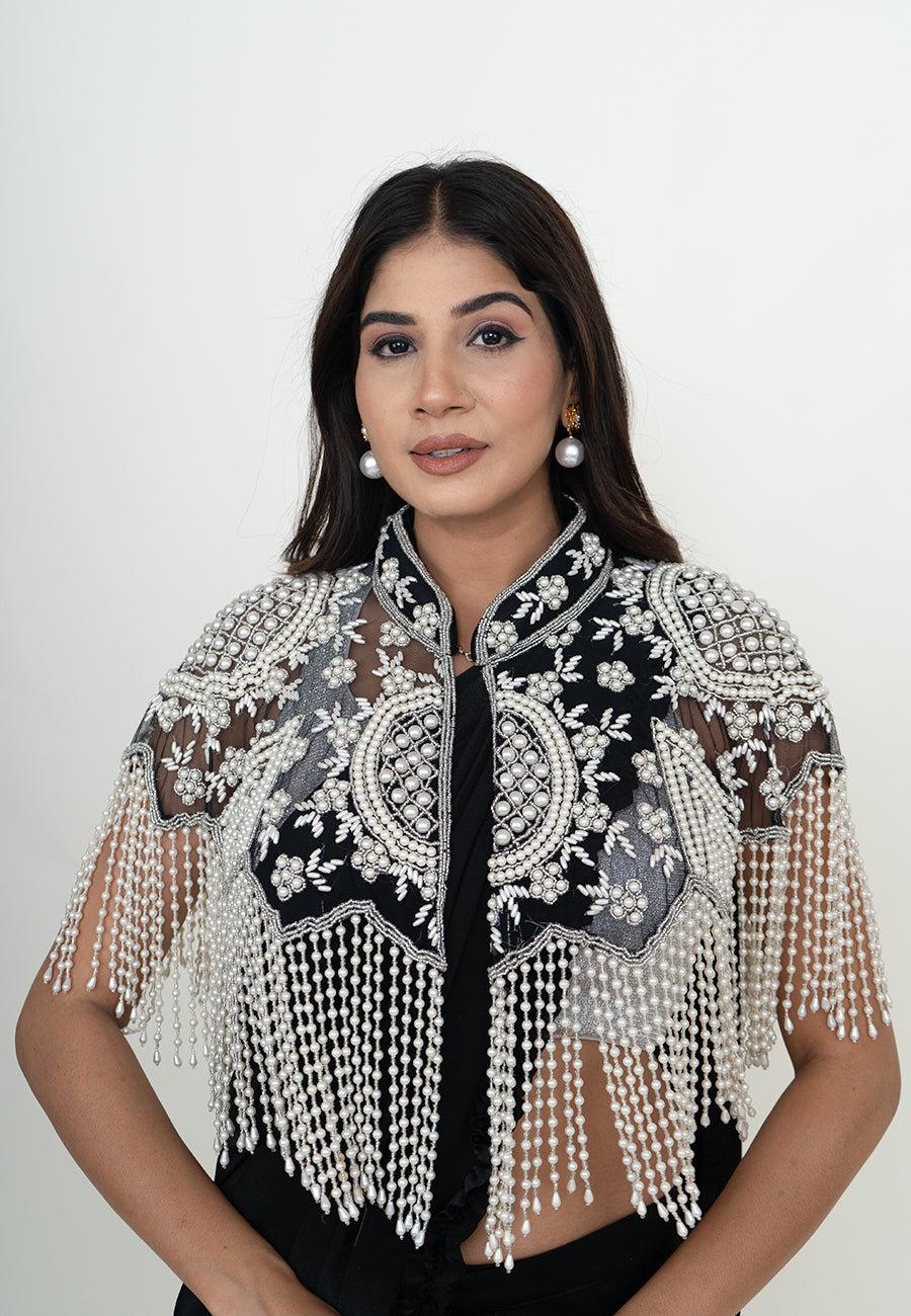Black and white pearl cape
