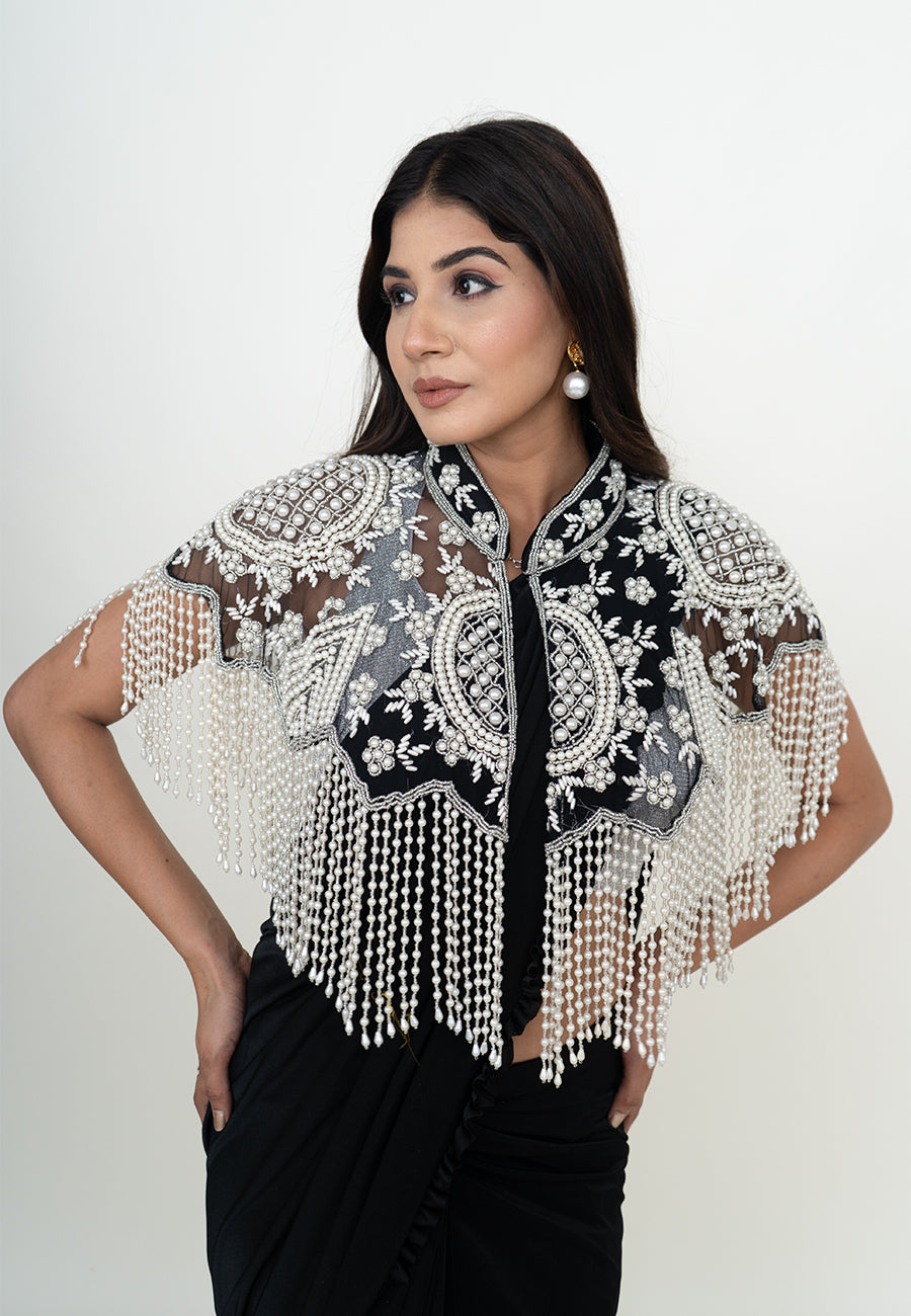 Black and white pearl cape