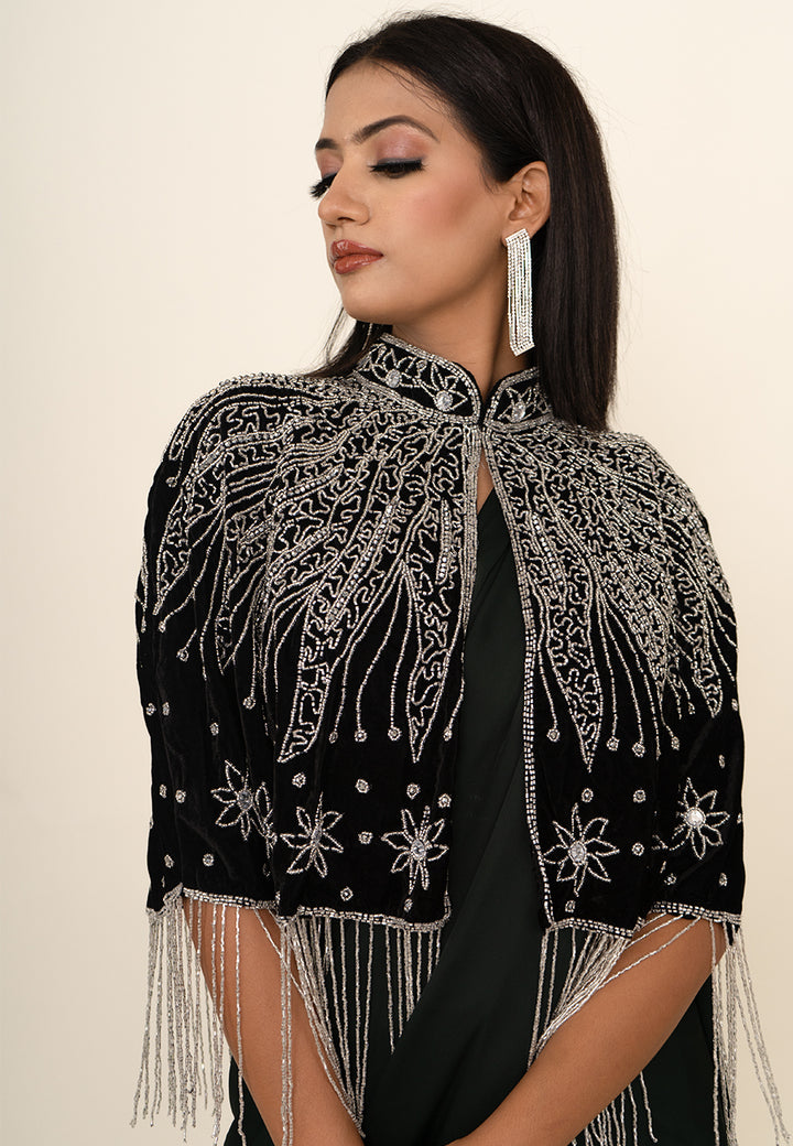 Luxurious Black Velvet Cape