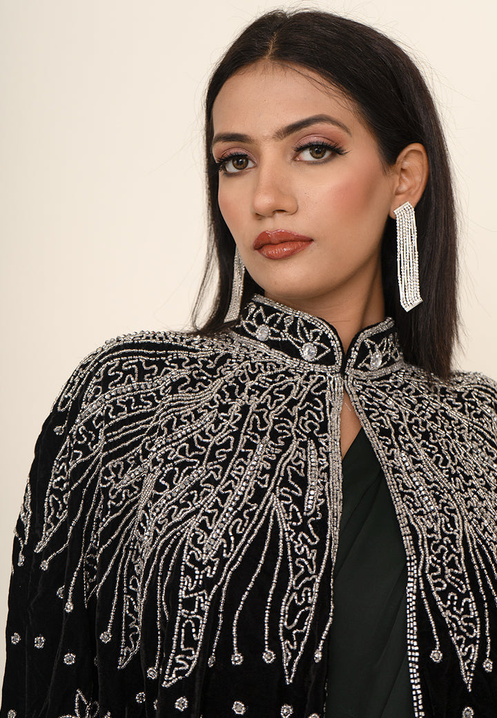Luxurious Black Velvet Cape