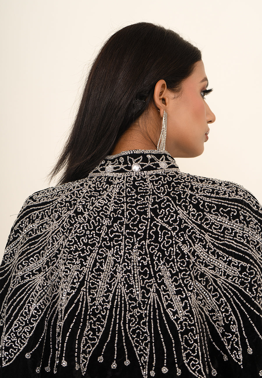 Luxurious Black Velvet Cape