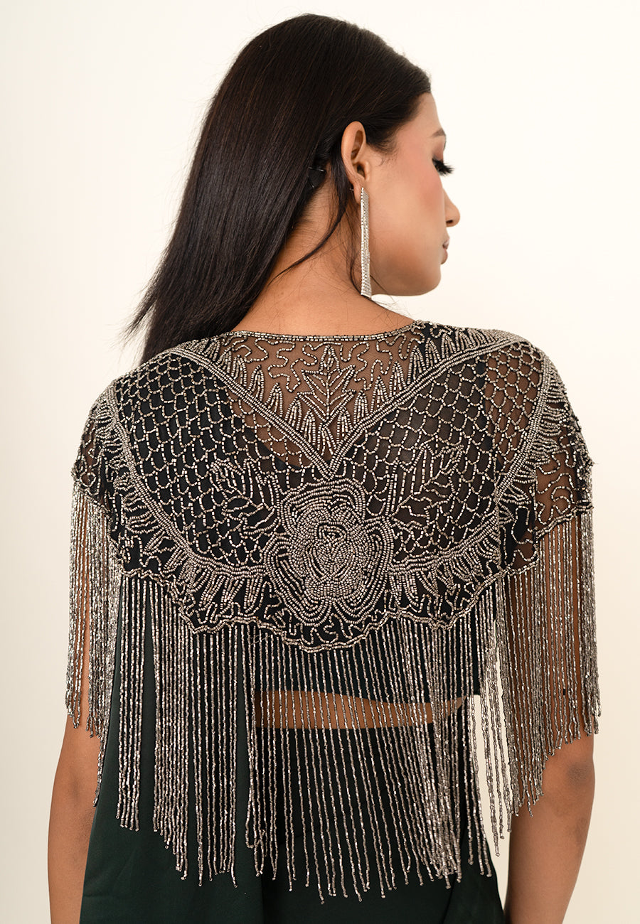 Heavy beaded short cape