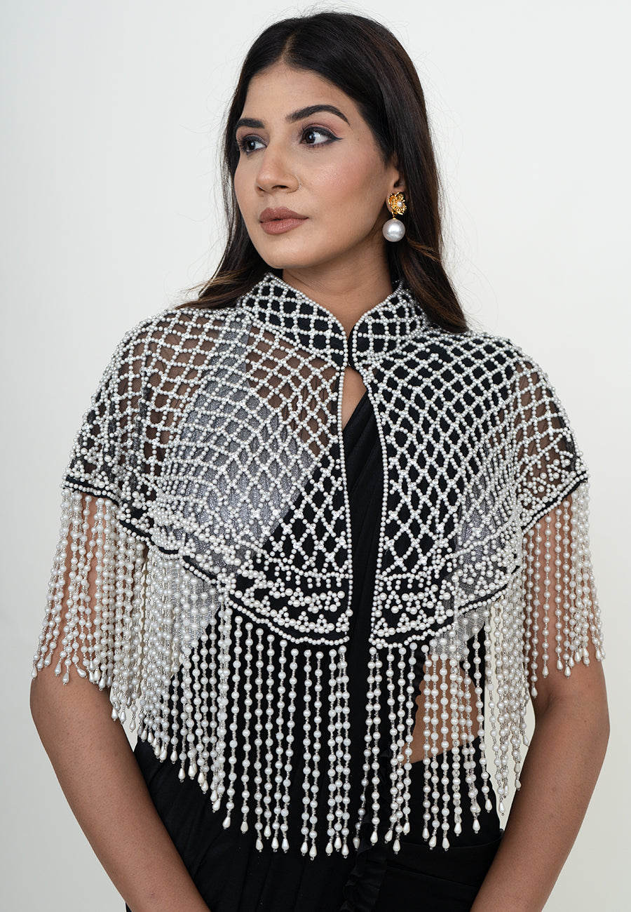Handcrafted Silver Beaded Cape