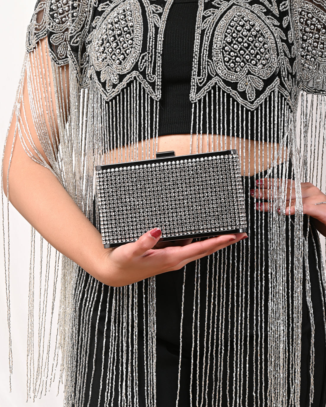 Elegance Silver Rhinestone Clutch