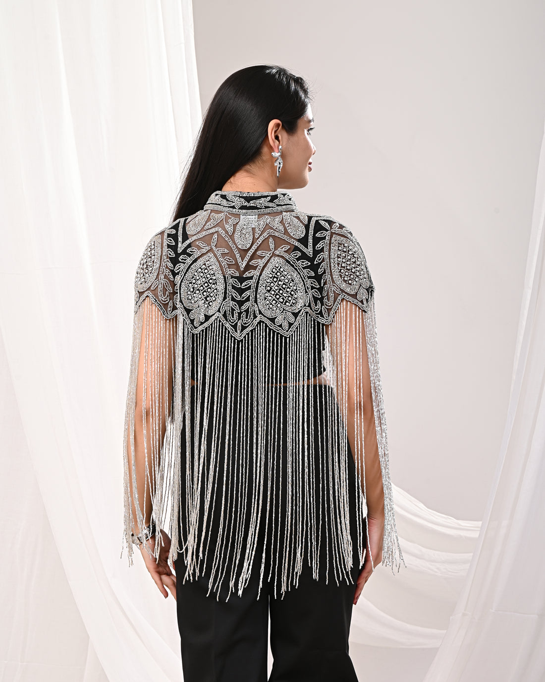 Black and silver Long cape
