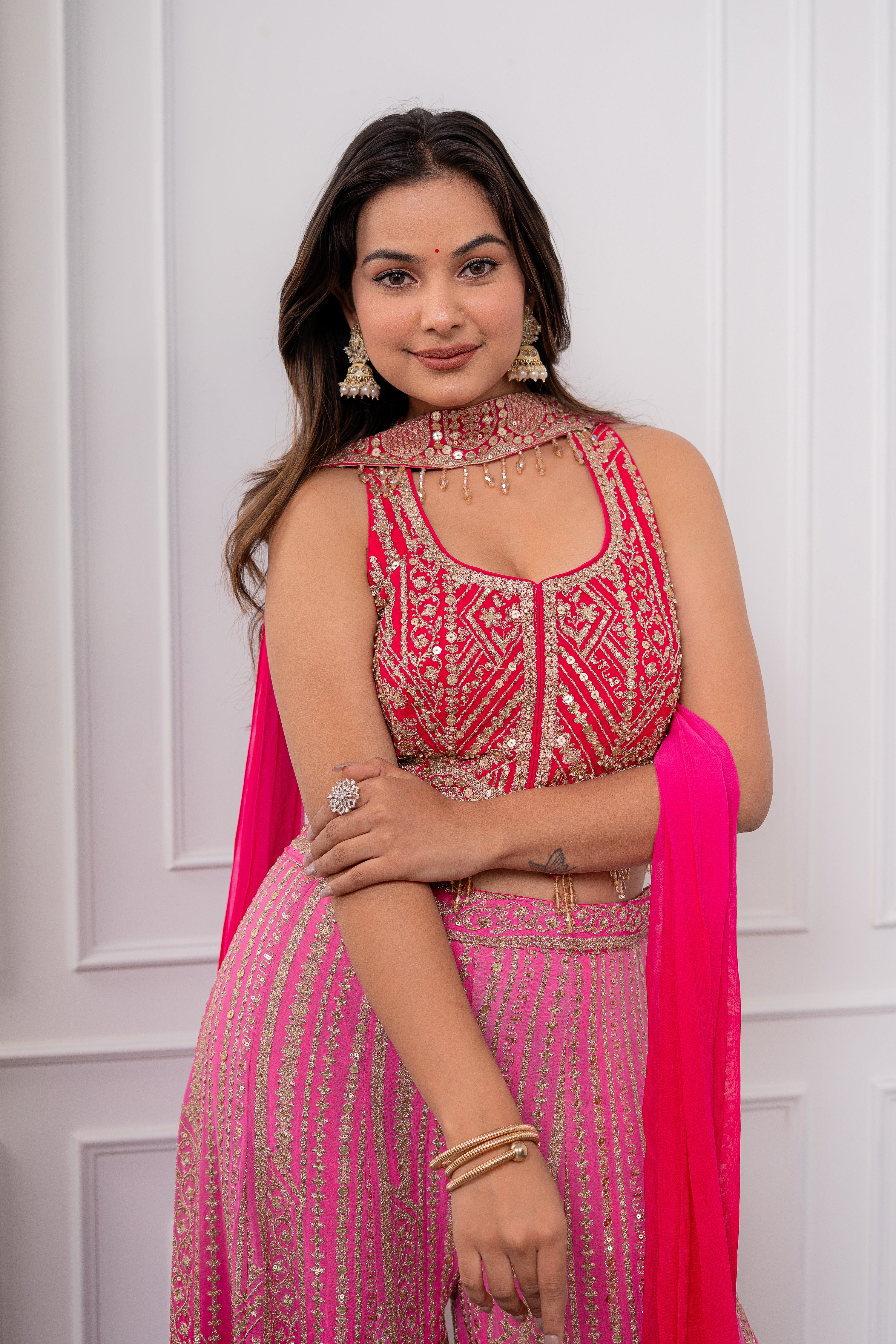 Ruby Radiance Ombrè Palazzo Set