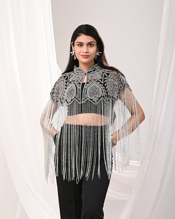 Black and silver Long cape