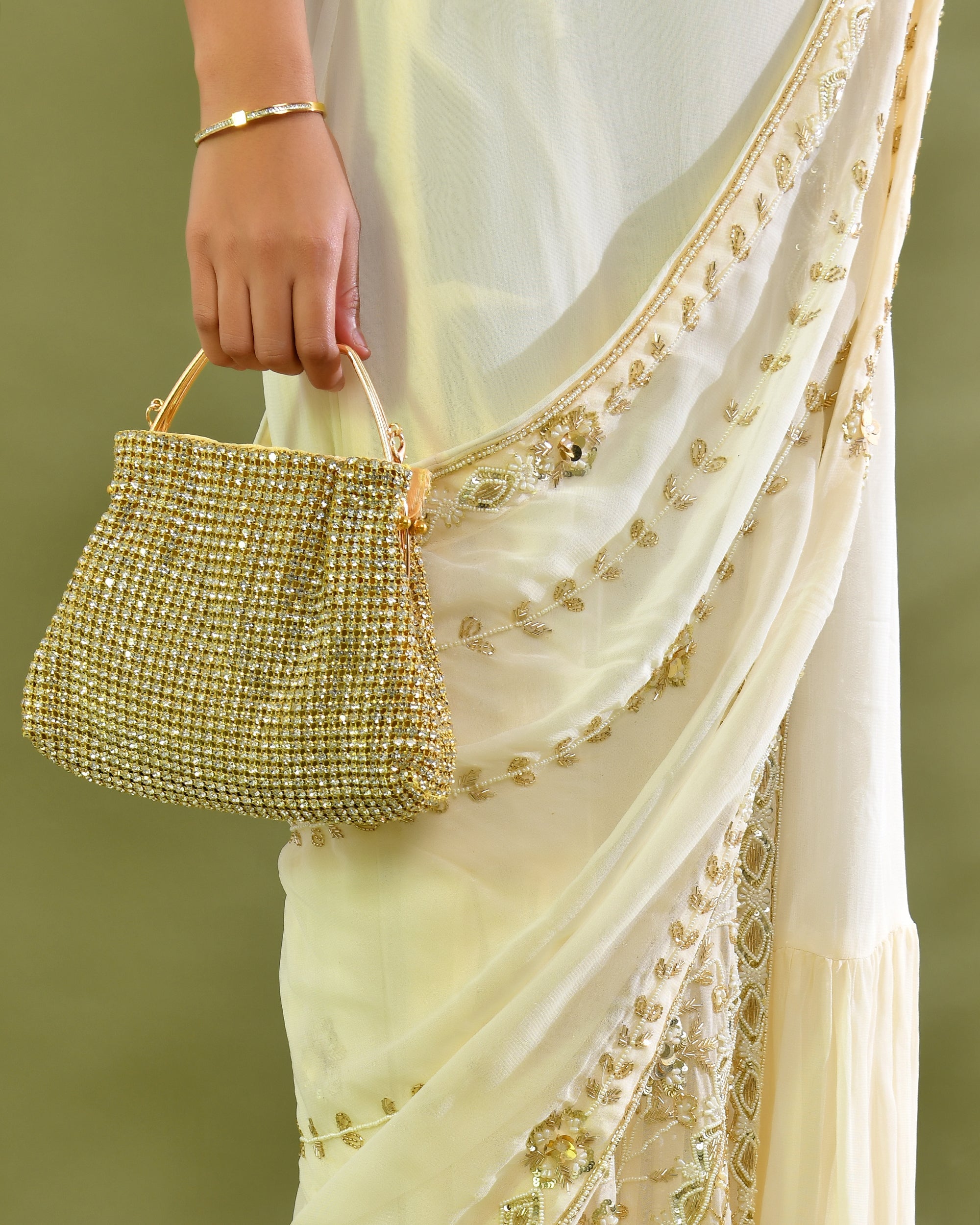 Potli Bag with Silver Metal Handle