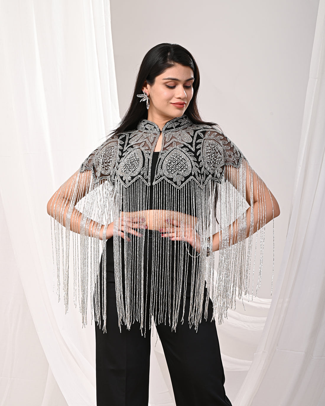 Black and silver Long cape