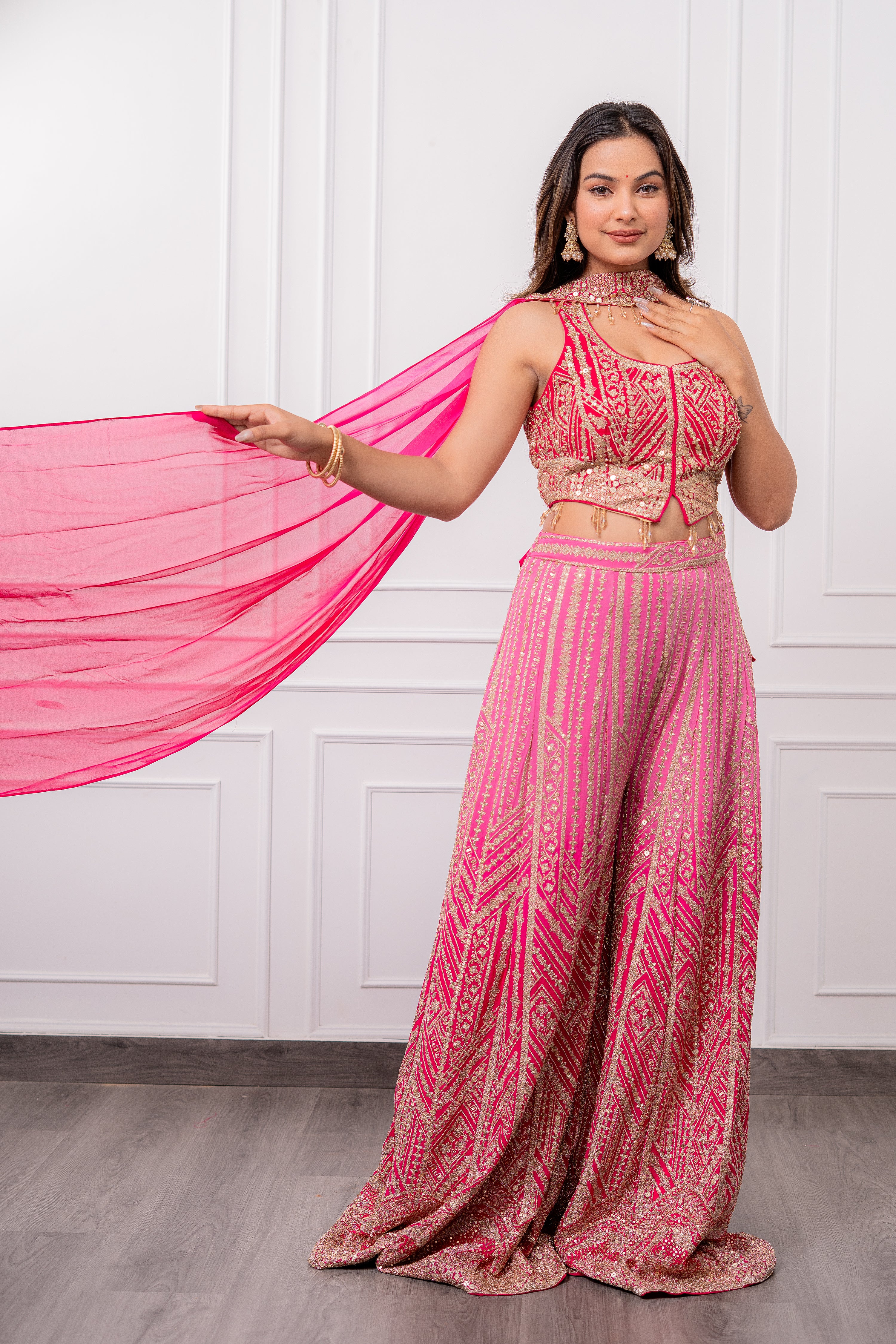 Ruby Radiance Ombrè Palazzo Set