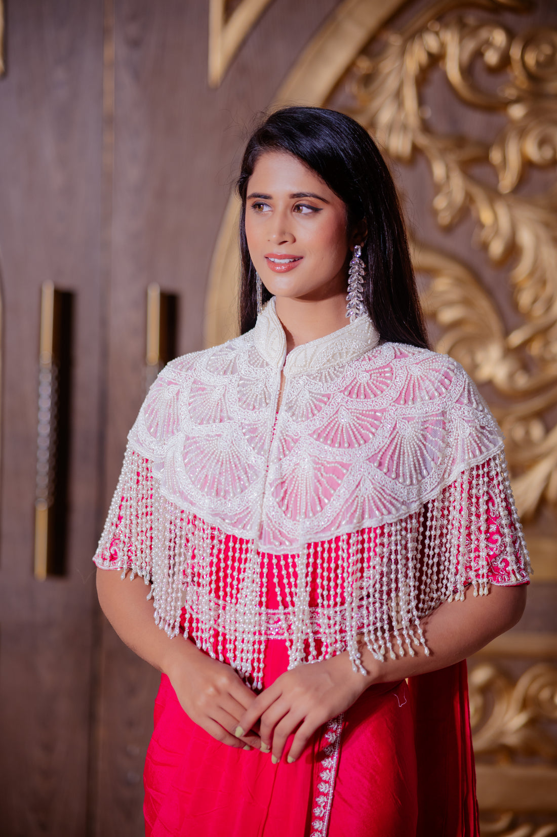 Ivory pearl Fringe cape