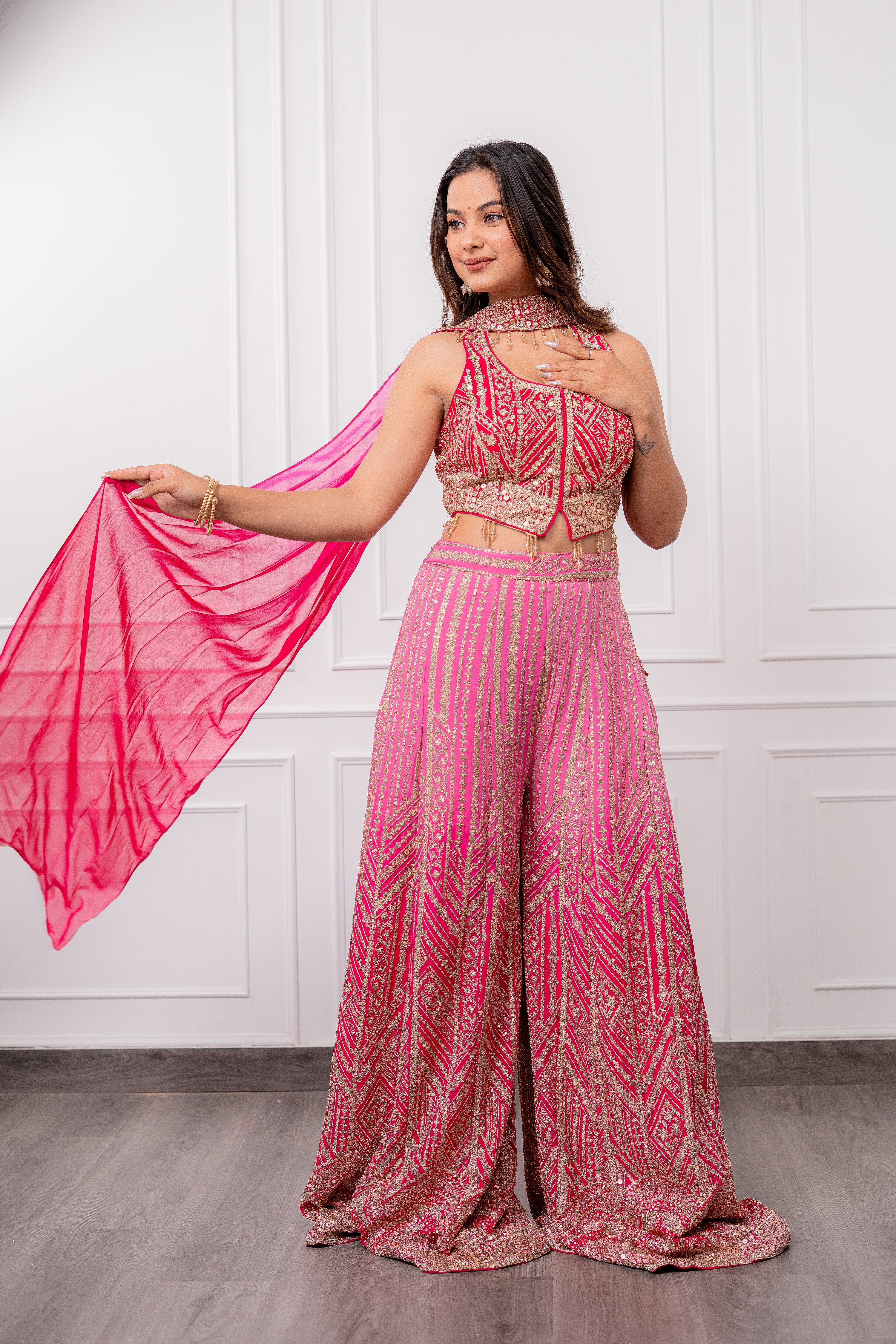 Ruby Radiance Ombrè Palazzo Set