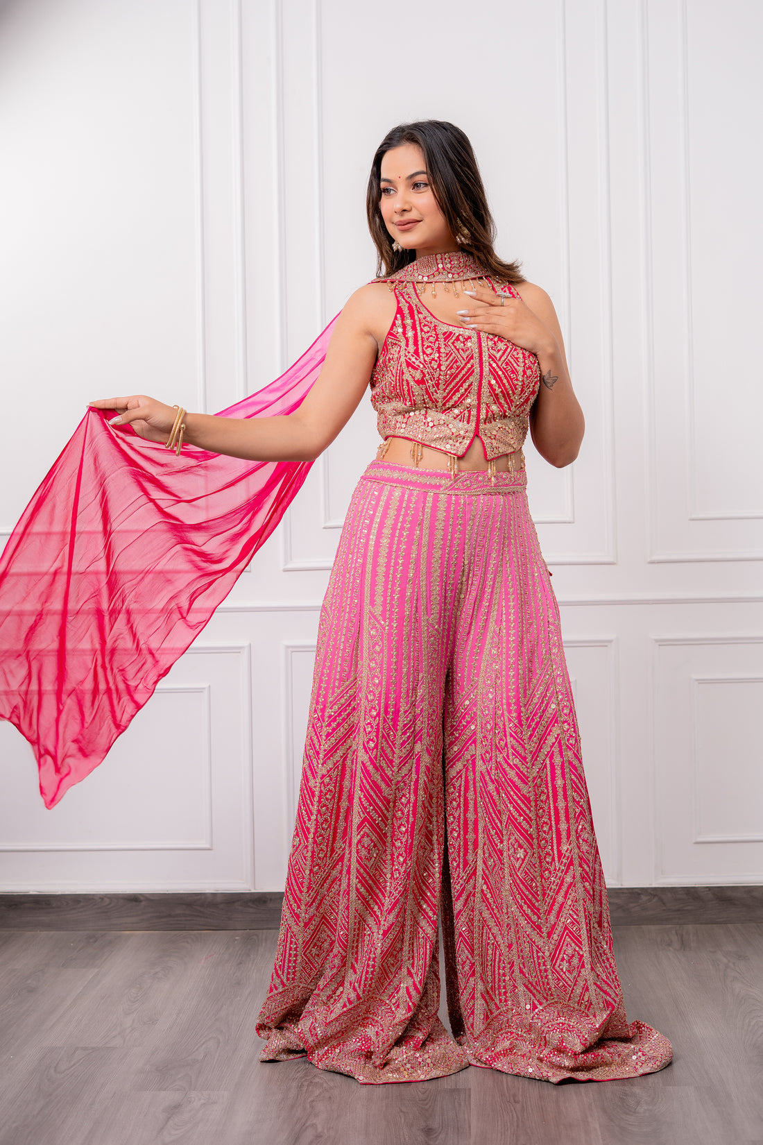 Ruby Radiance Ombrè Palazzo Set