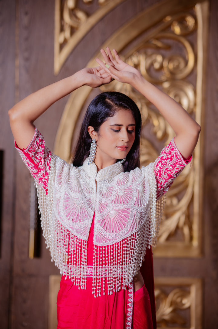 Ivory pearl Fringe cape