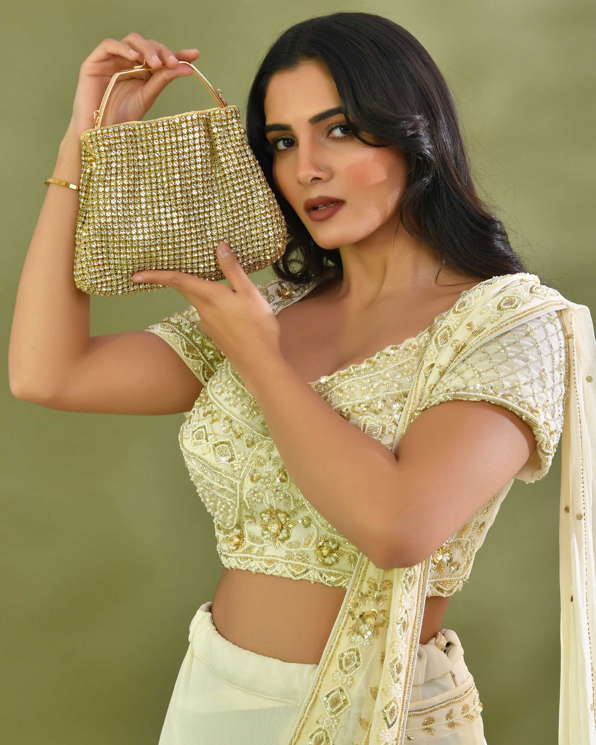 Potli Bag with Silver Metal Handle